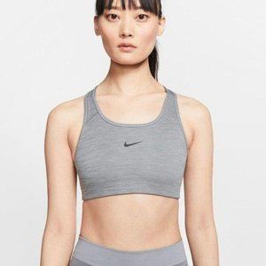 Nike Swoosh Grey One Piece Pad Sports Bra